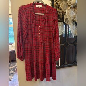 LOFT Red and Black Plaid dress just in time for the holidays!